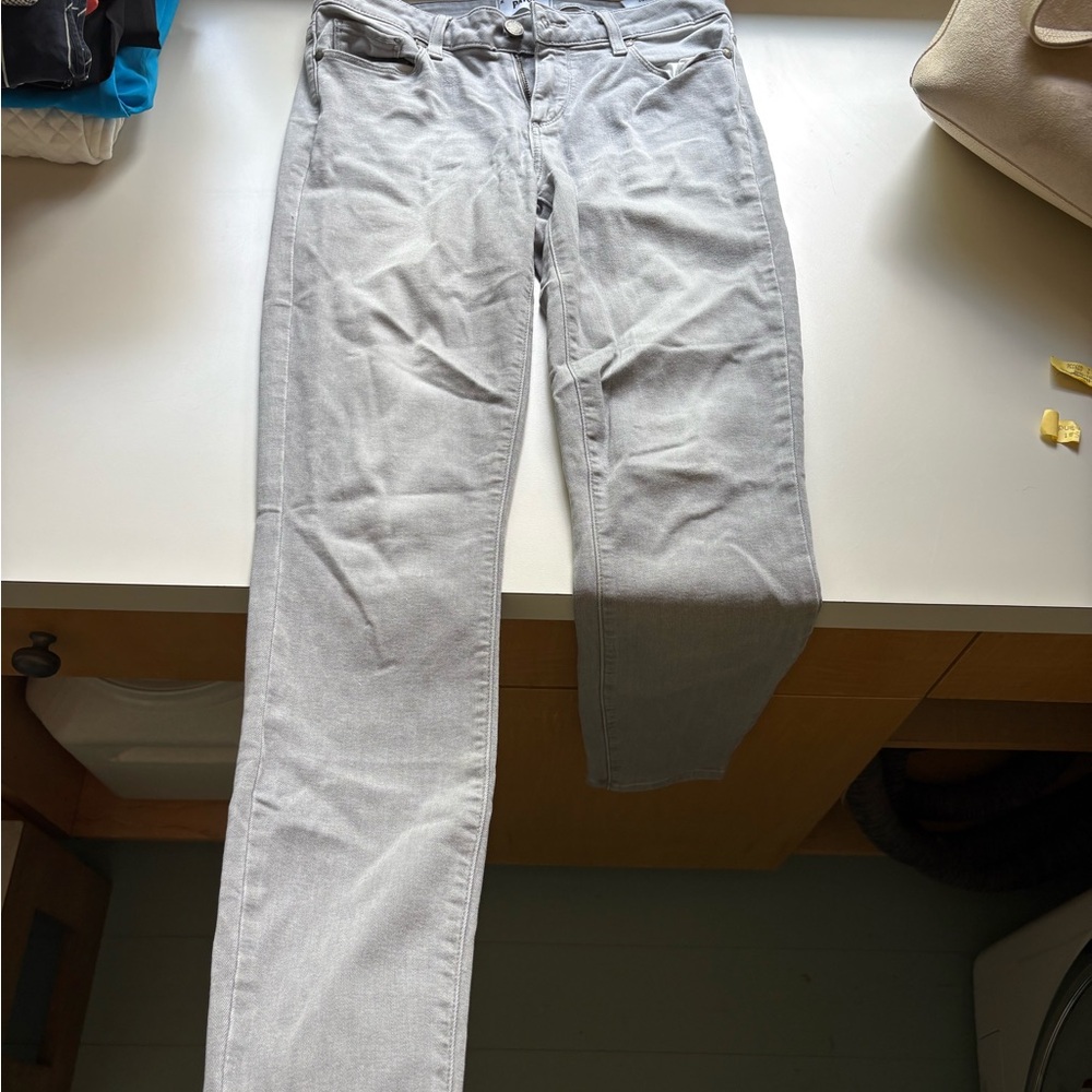 PAIGE Gray Straight Leg Jeans